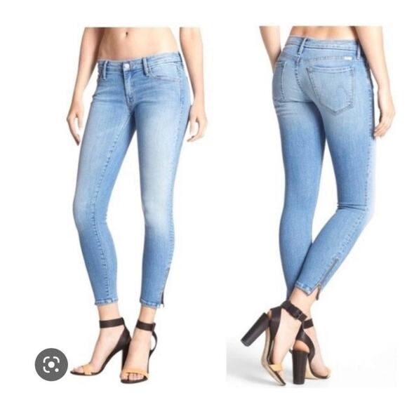 Mother The Looker Ankle Zip Light Kitty Demim Skinny Jeans Sz 28 USA Womens - Picture 1 of 6